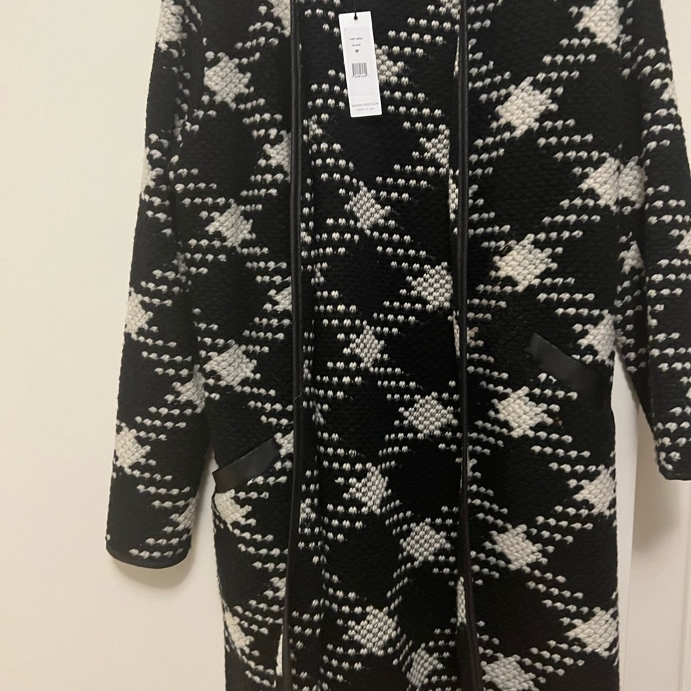 Black & Cream Knit sweater Coat